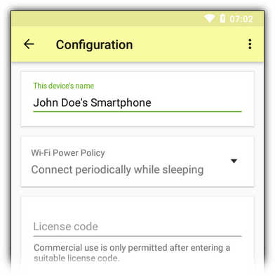 Screenshot: configuration
